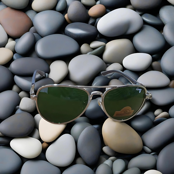 CARTIER GREEN GLASSES WITH SILVER METAL FRAME AND TEMPLES (22132 60-18-135)