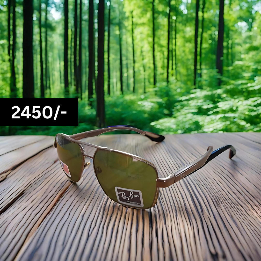 RAYBAN GREEN GLASSES WITH BROWN METAL ALUMINUM FRAME (RB22110 57 13-135)