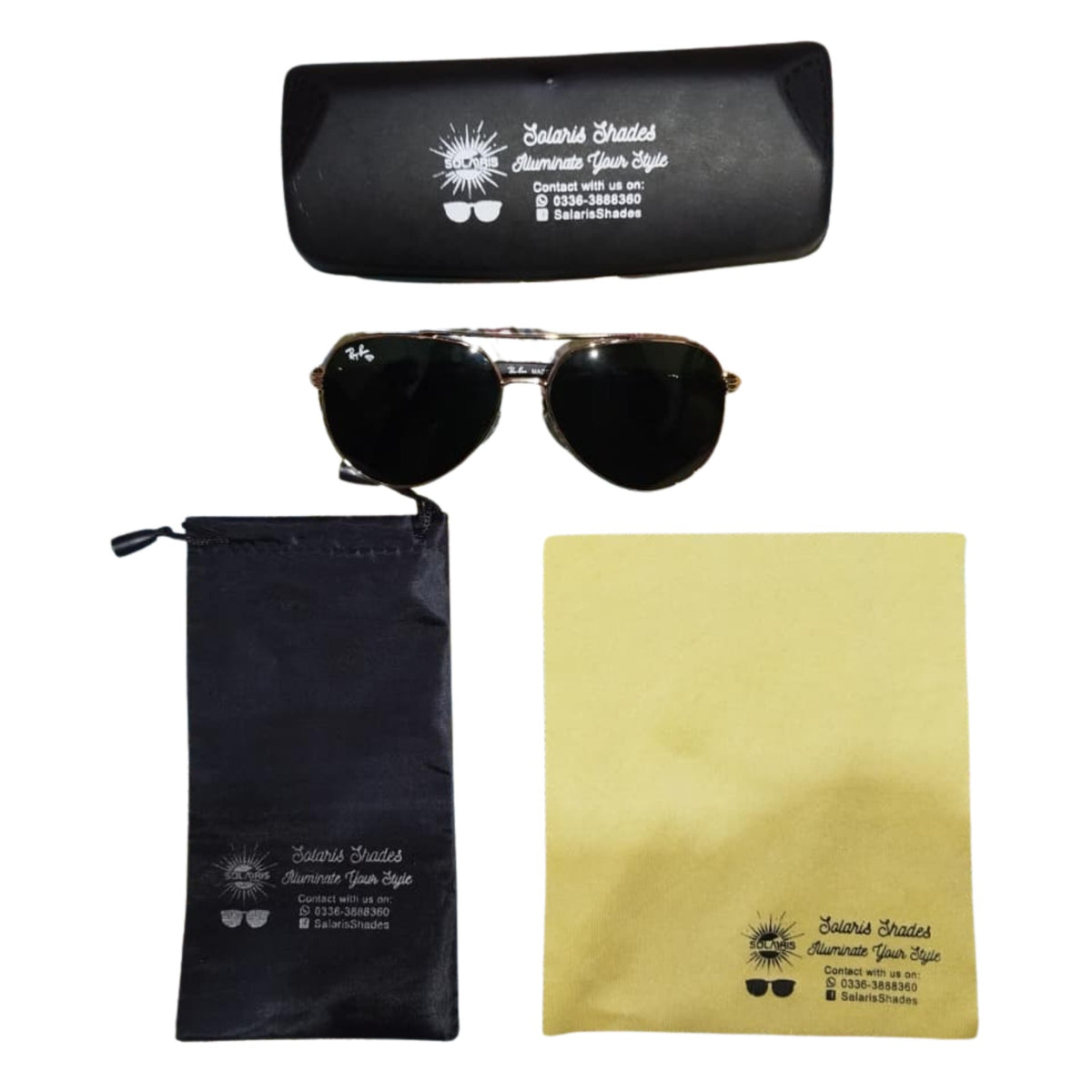 AO Military Pilot Aviators + Frame For Optics (GOLDEN FRAME + BLACK LENS)