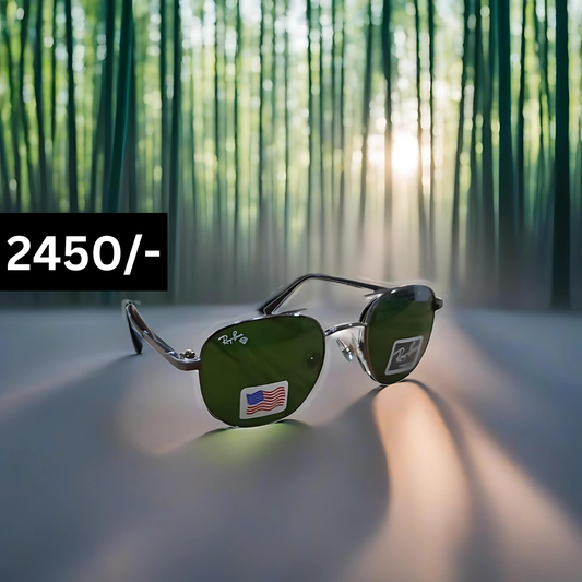 RAYBAN GREEN GLASSES WITH BLACK METAL FRAME OCTA DESIGN (RB22121 50-21-138)