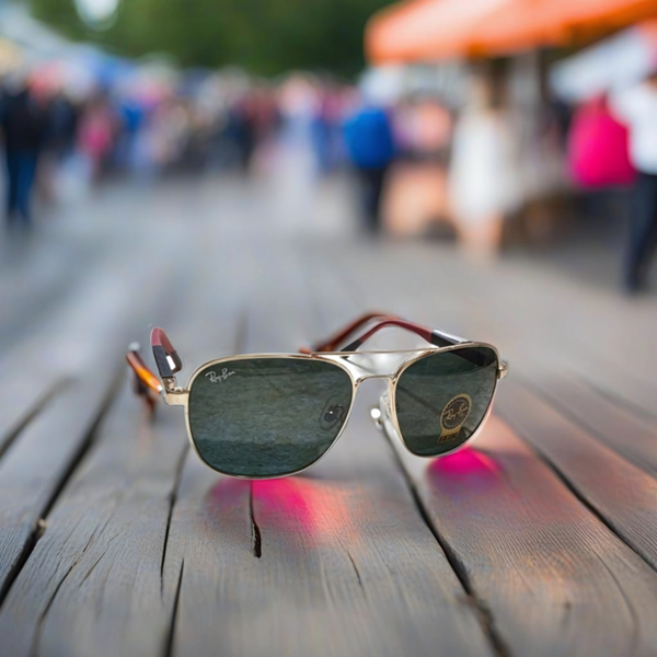 Rayban Pilot Aviators+ Black Red Temple+ Frame for Optics [BLACK LENS]