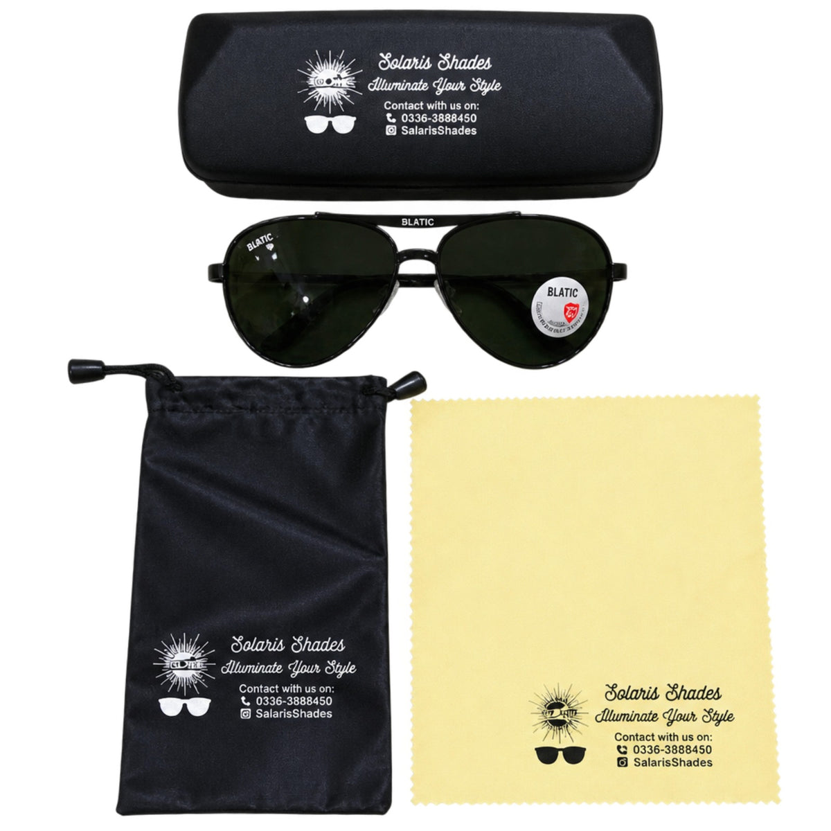 Blatic Aviators + Frame For Prescription (Metal Frame Glass Lens) (BLACK)