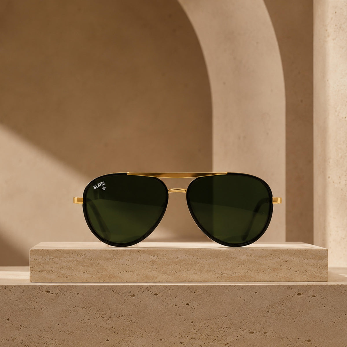 Blatic Aviators + Frame For Prescription (Metal Frame Glass Lens) (GOLDEN)