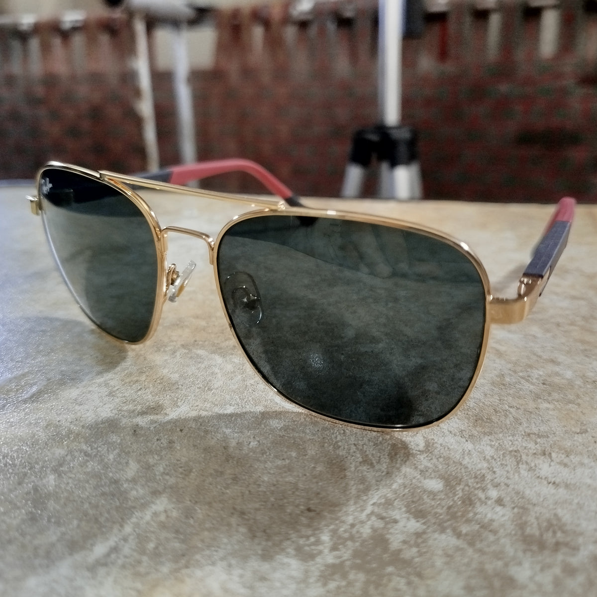 Rayban Pilot Aviators+ Black Red Temple+ Frame for Optics [BLACK LENS]