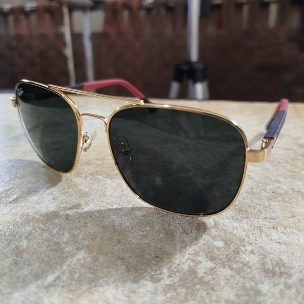 Rayban Pilot Aviators+ Black Red Temple+ Frame for Optics [BLACK LENS]