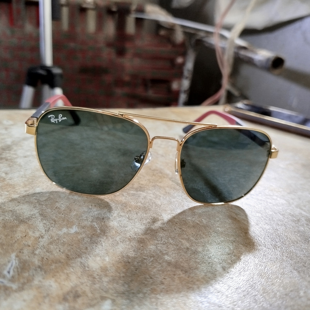 Rayban Pilot Aviators+ Black Red Temple+ Frame for Optics [BLACK LENS]