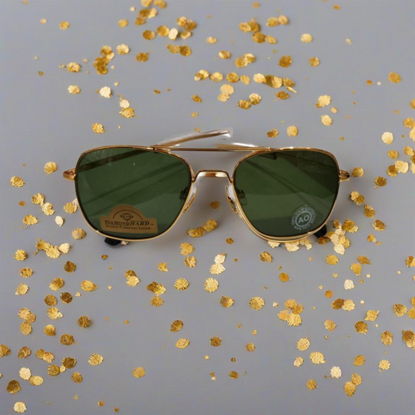 AO Military Pilot Aviators + Frame for Optics [GREEN LENS]