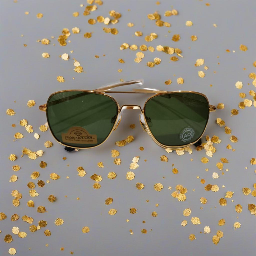 GREEN SHADES WITH GOLDEN METAL FRAME BY AO (20K-55-18-106)