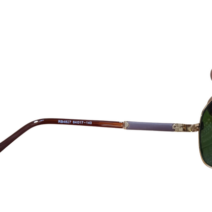 RAYBAN GREEN GLASSES WITH GOLDEN METAL FRAME AND BLACK TEMPELS OVAL DESIGN (RB4827 64 17-140)