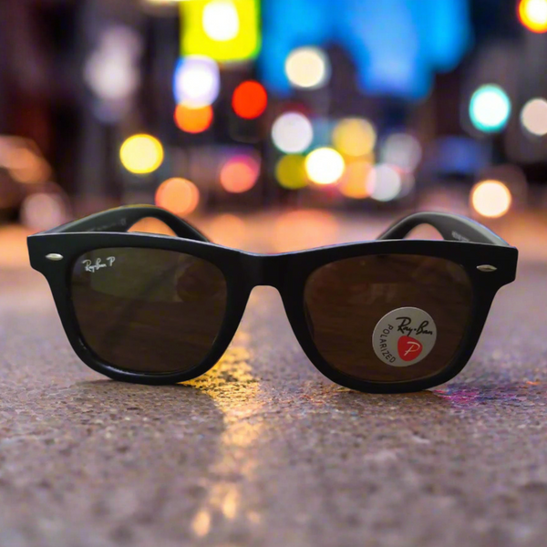 Rayban Wayfarer Matt Finish + Frame For Nazar [GOLDEN POLARIZED GLASS LENSES]