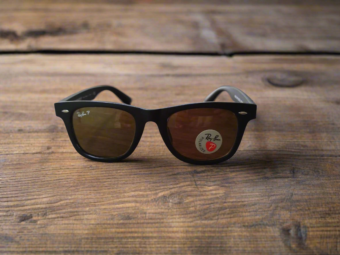 Rayban Wayfarer Matt Finish + Frame For Nazar [GOLDEN POLARIZED GLASS LENSES]
