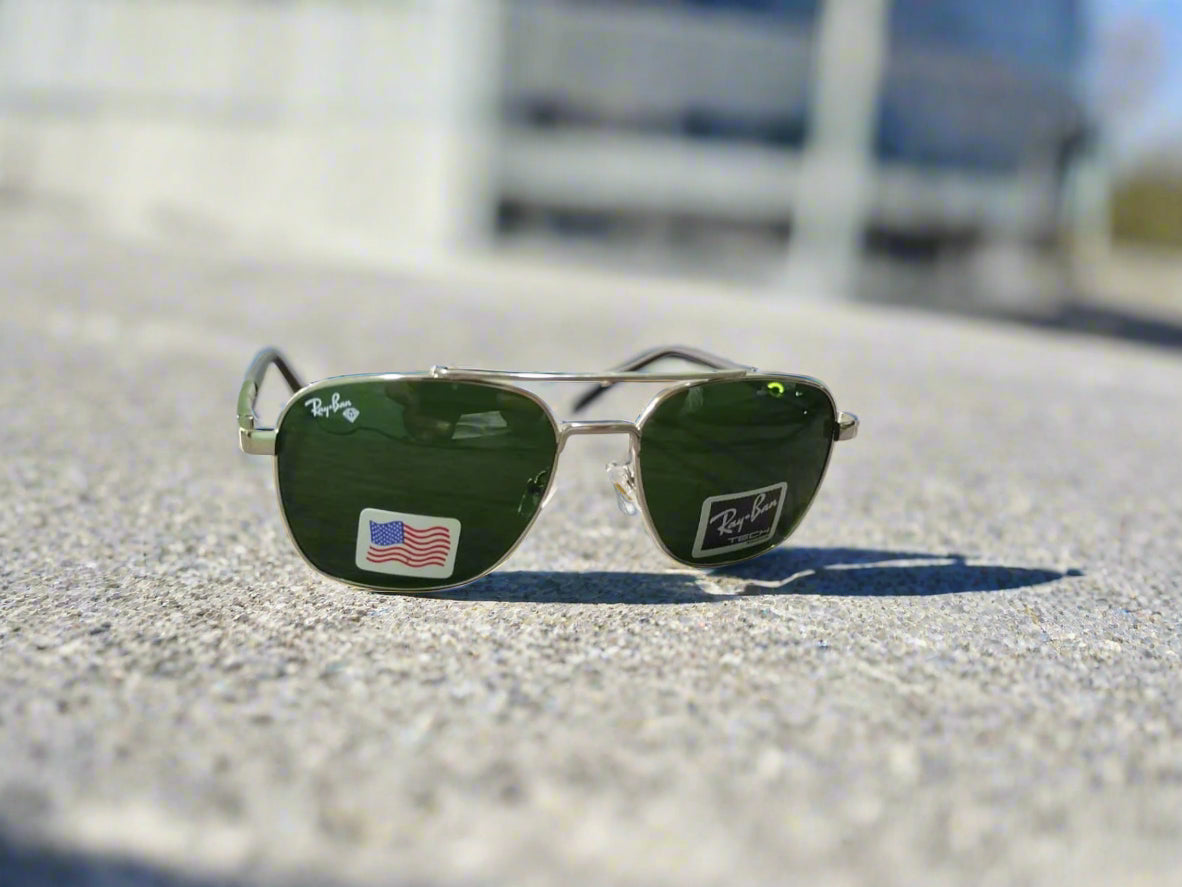 Rayban Pilot Aviators + Rubber Temple + Frame for Optics [SILVER]
