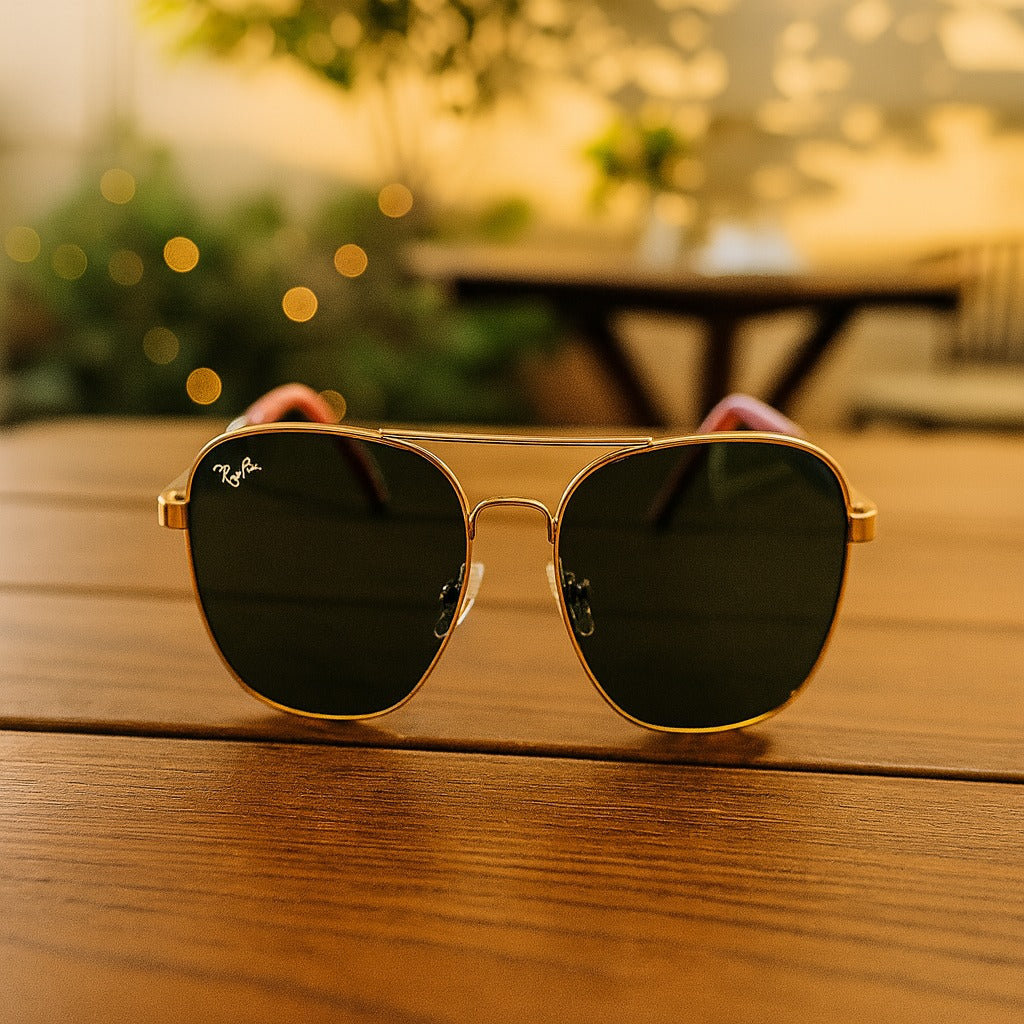 Rayban Pilot Aviators+ Black Red Temple+ Frame for Optics [BLACK LENS]