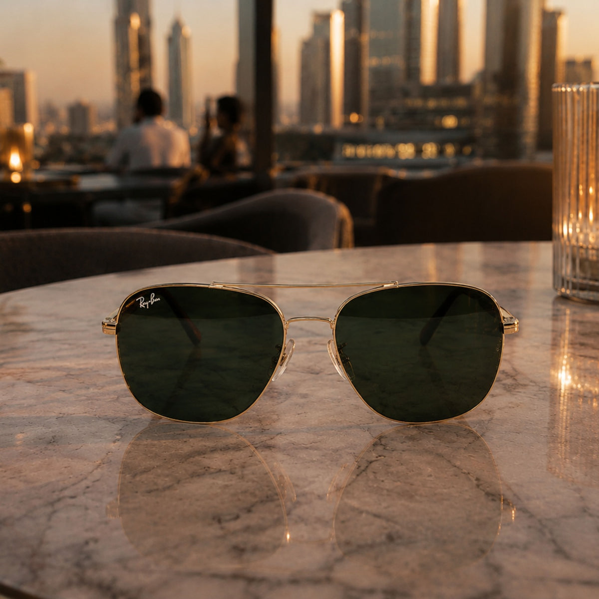 Rayban Pilot Aviators+ Black Red Temple+ Frame for Optics [BLACK LENS]