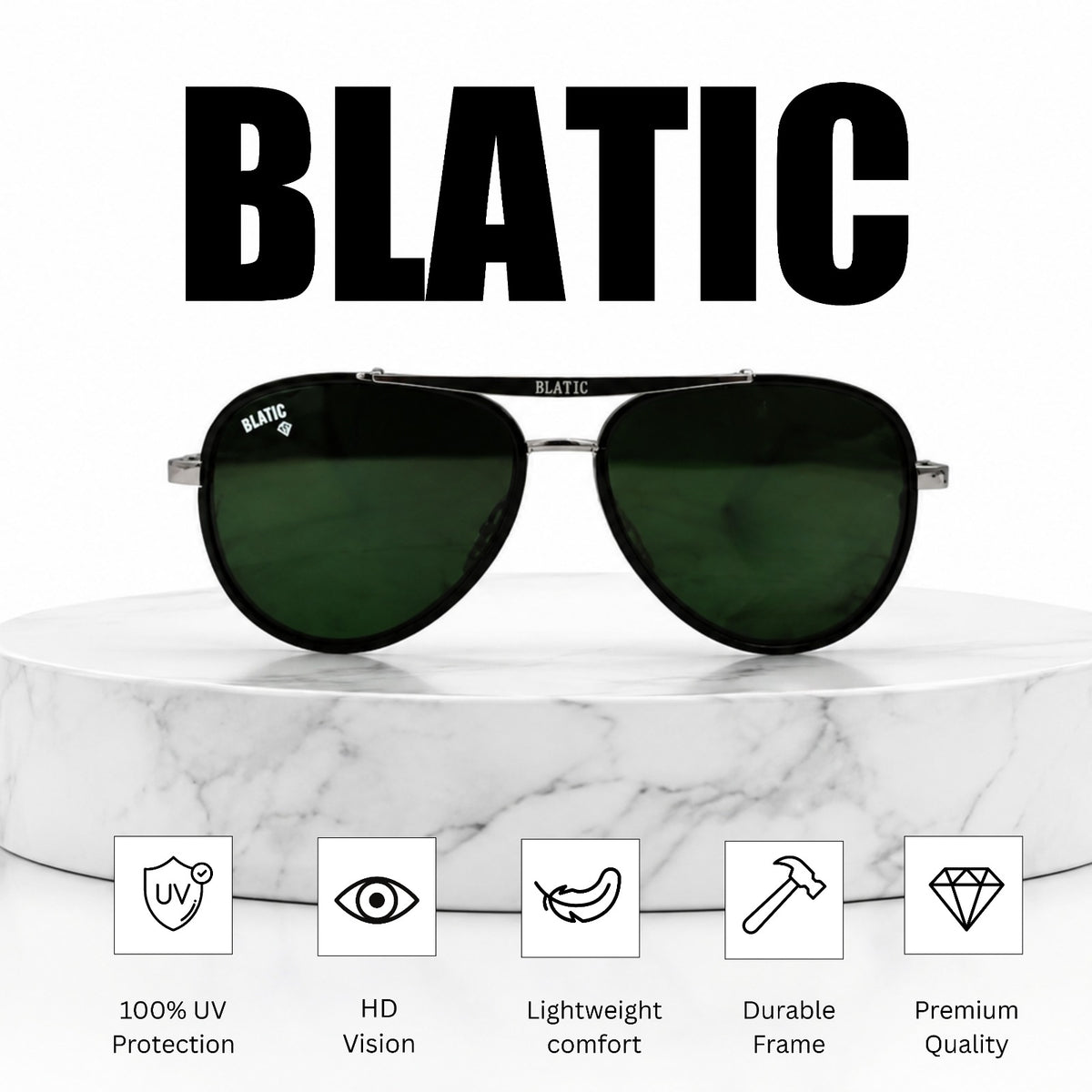 Blatic Aviators + Frame For Prescription (Metal Frame Glass Lens) (SILVER)