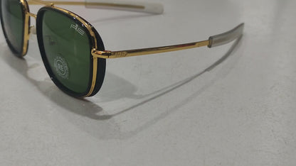 GREEN GLASSES WITH GOLDEN METAL FRAME (5.5-RANDOLPH ENG USA) BY RE