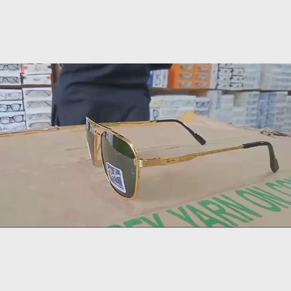 RAYBAN GREEN GLASSES WITH GOLDEN METAL FRAME (RB22123-53-16-139)