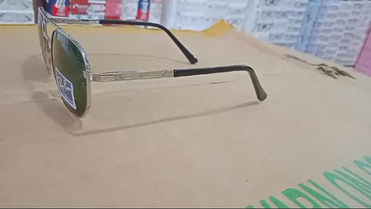 RAYBAN GREEN GLASSES WITH SILVER METAL FRAME WITH BLACK TEMPLE OCTA DESIGN (RB22121 50-21-138)