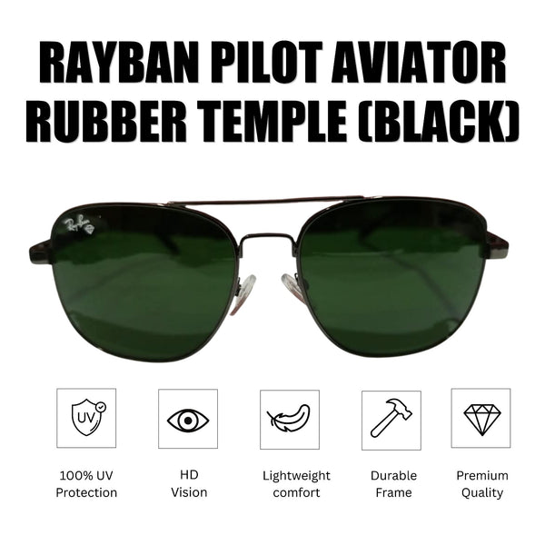 Rayban Pilot Aviators + Rubber Temple + Frame for Optics [BLACK]
