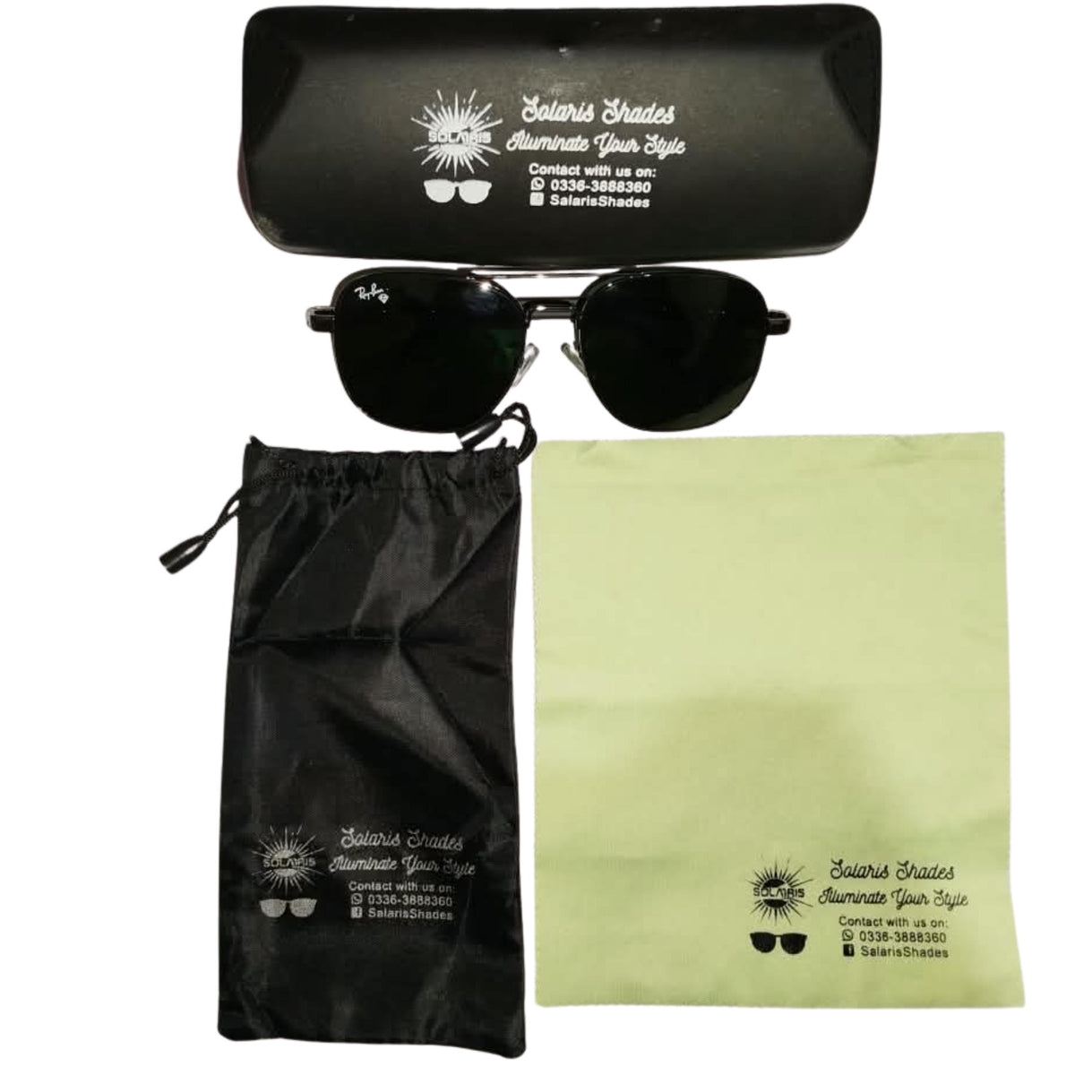 Rayban Pilot Aviators + Rubber Temple + Frame for Optics [BLACK]