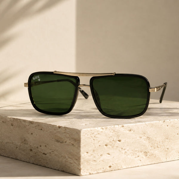 Blatic Square Design + Frame For Optics (Silver Frame Green Lens)