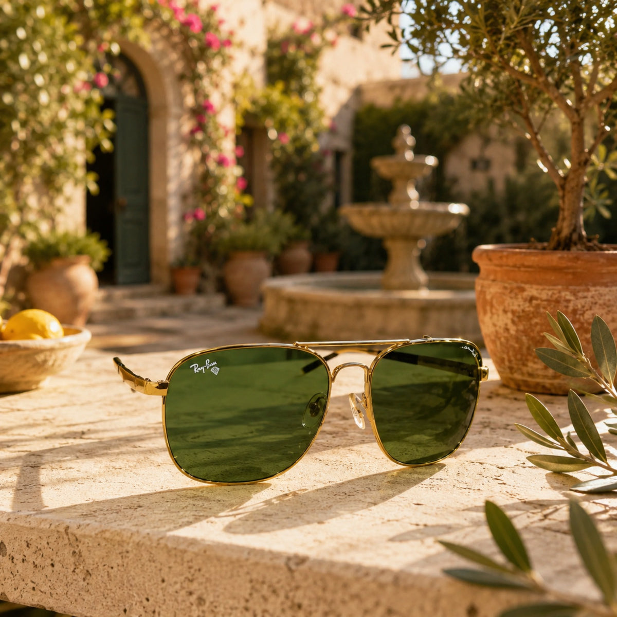 Rayban Pilot Aviators + Rubber Temple + Frame for Optics [GOLDEN]