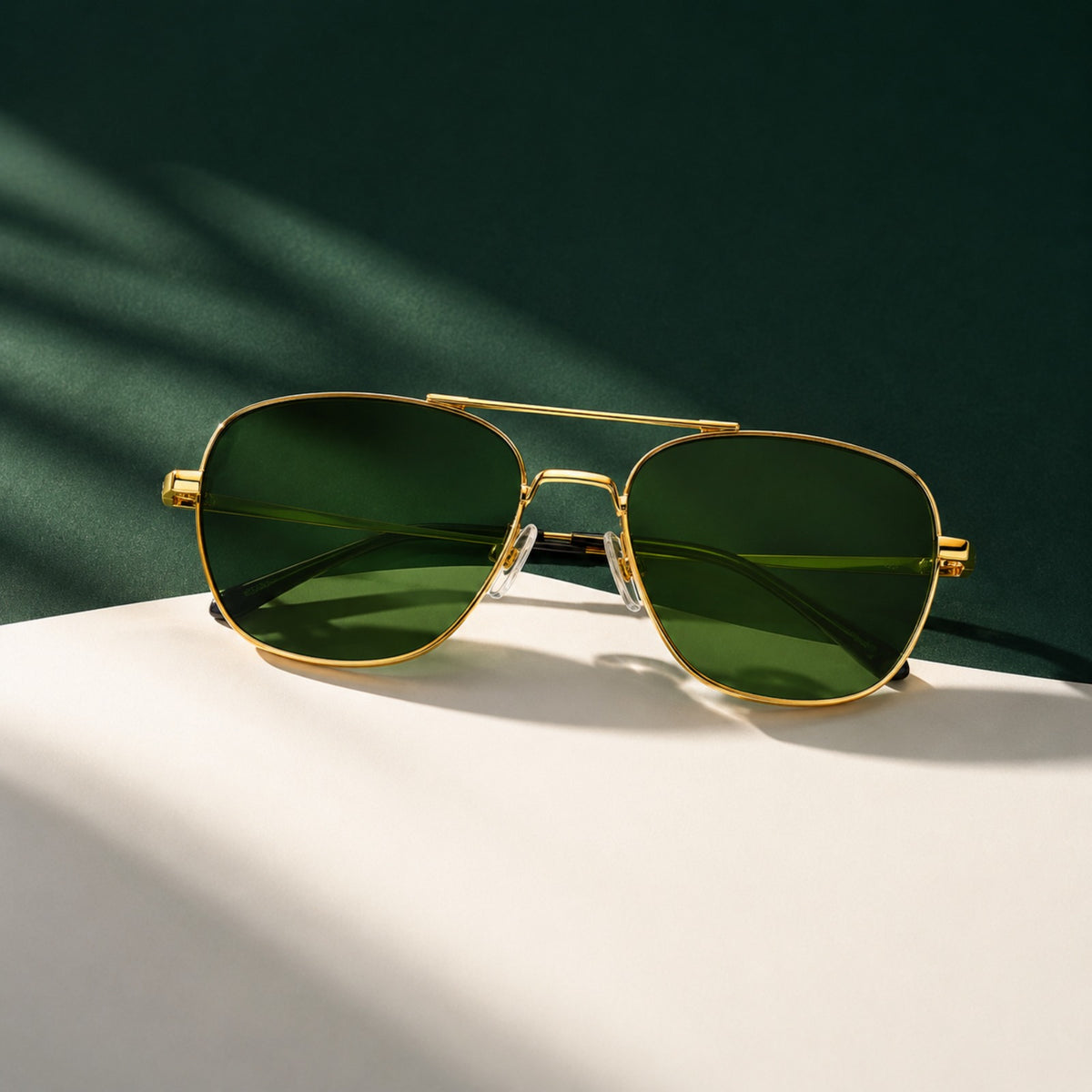 AO Military Pilot Aviators + Frame For Optics [GOLDEN GREEN LENS]