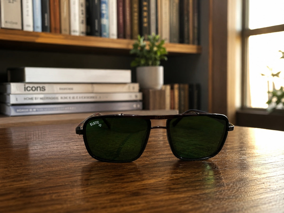 Blatic Square Design + Frame for Optics Black (Black Frame Green Lens)