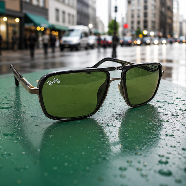 Blatic Square Design + Frame for Optics Black (Black Frame Green Lens)