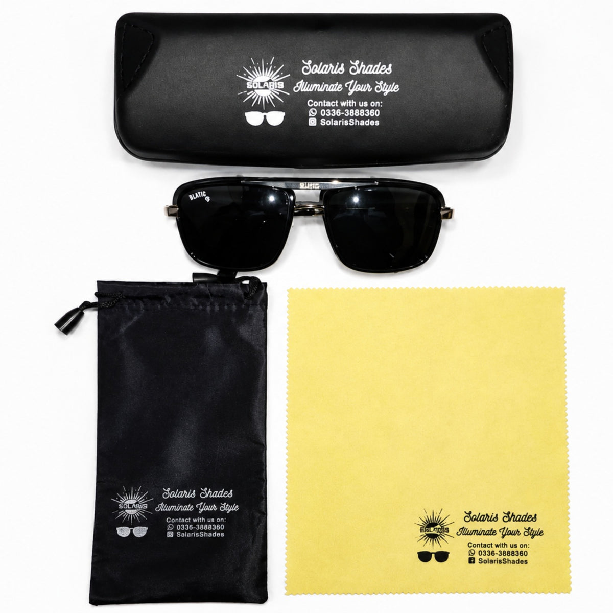 Blatic Square Design + Frame for Optics Black (Black Frame Green Lens)