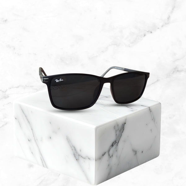 Rayban Square Design + Frame for Prescription (Matt Finish Black Frame - Black Glass Lenses)