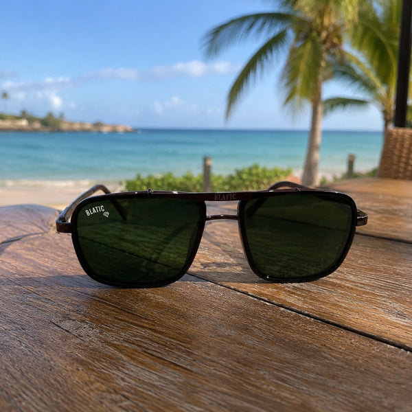 Blatic Square Design + Frame for Optics Black (Black Frame Green Lens)