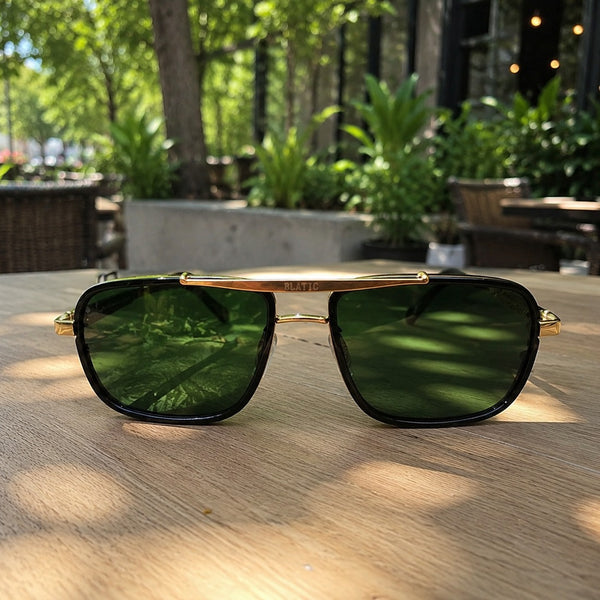 Blatic Square Design + Frame For Optics (Golden Frame Green Lens)