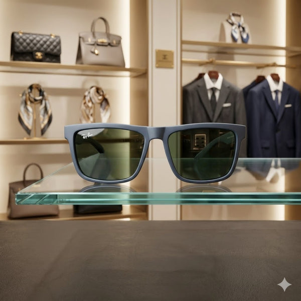 Rayban Black Wayfarer Design Matt Finish + Frame For Nazar (Black Glass Lens)