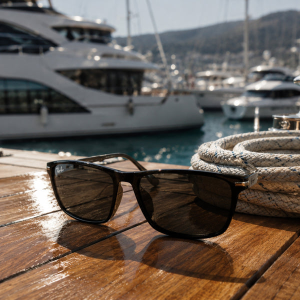 Rayban Square Design + Frame for Prescription (Matt Finish Black Frame - Black Glass Lenses)