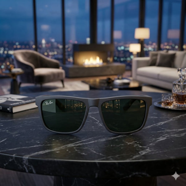 Rayban Black Wayfarer Design Matt Finish + Frame For Nazar (Black Glass Lens)