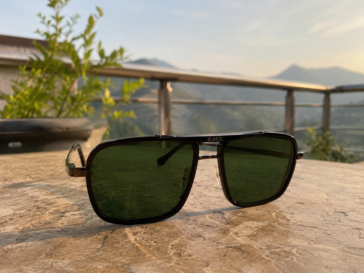 Blatic Square Design + Frame for Optics Black (Black Frame Green Lens)