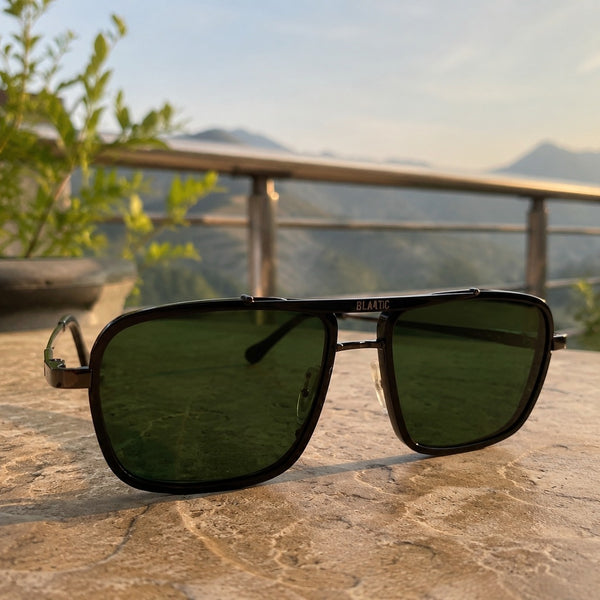 Blatic Square Design + Frame for Optics Black (Black Frame Green Lens)