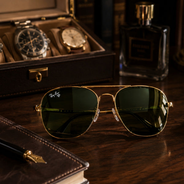 Rayban Pilot Aviators + Rubber Temple + Frame for Optics [GOLDEN]