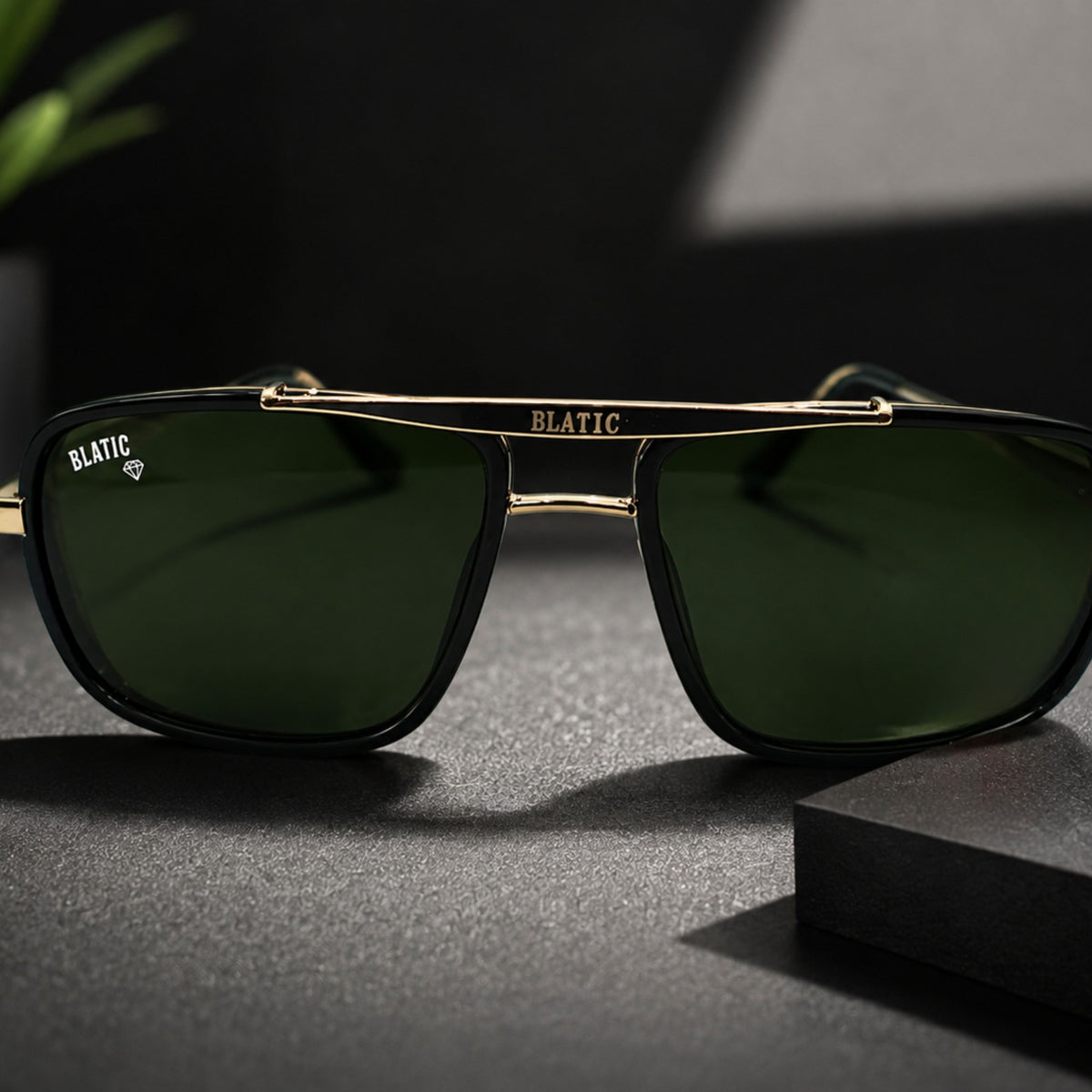 Blatic Square Design + Frame For Optics (Silver Frame Green Lens)