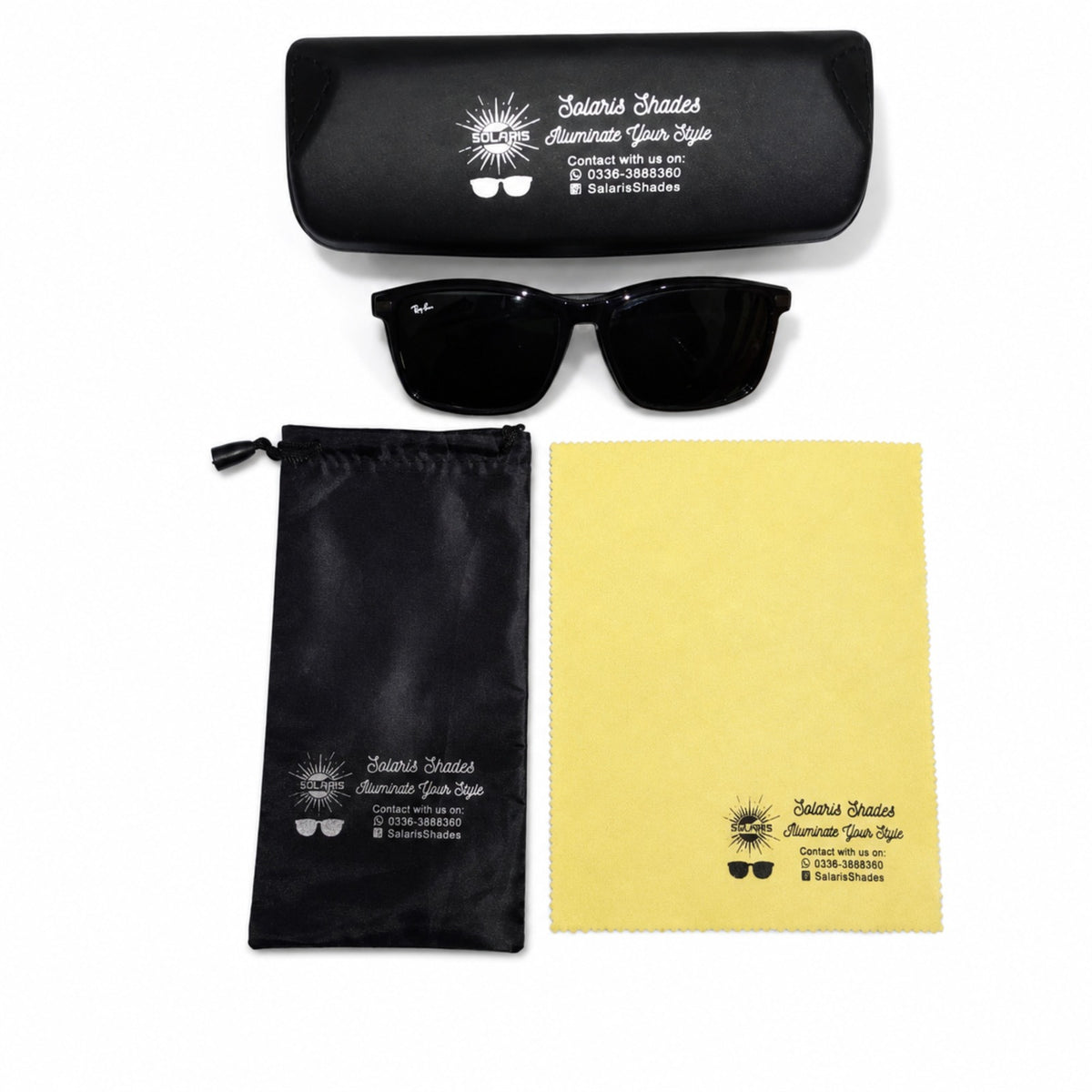 Rayban Square Design + Frame for Prescription (Matt Finish Black Frame - Black Glass Lenses)