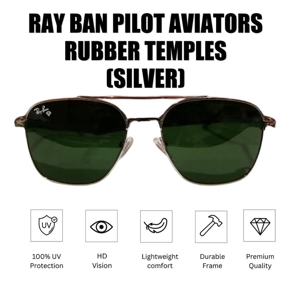 Rayban Pilot Aviators + Rubber Temple + Frame for Optics [SILVER]