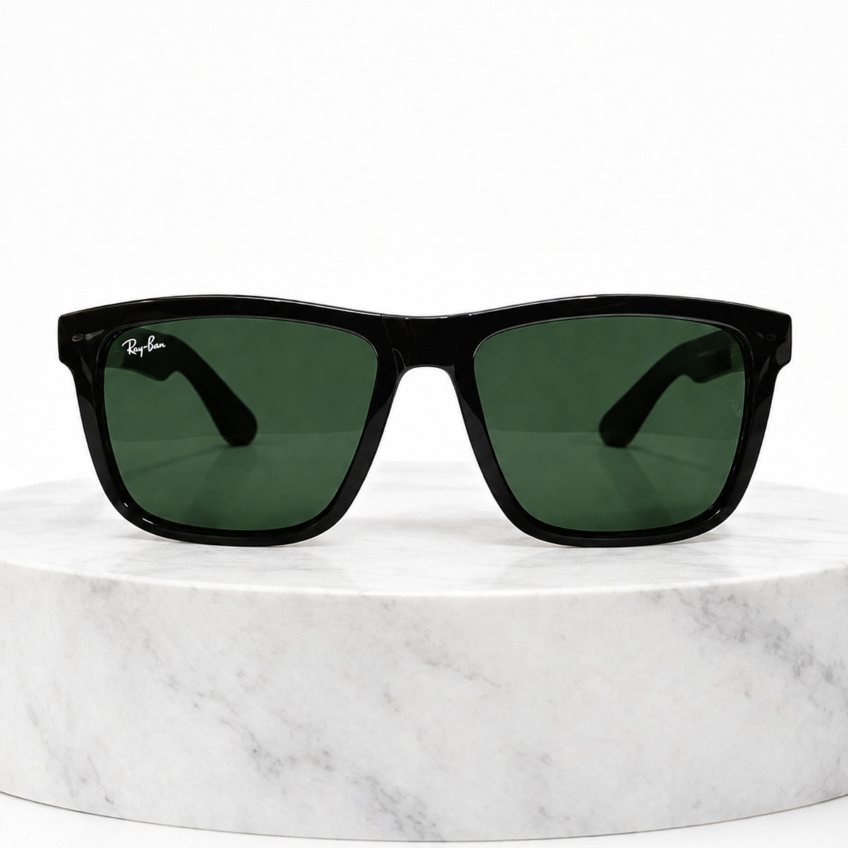 Rayban Black Wayfarer Design Polish Finish + Frame For Nazar (Green Glass Lens)