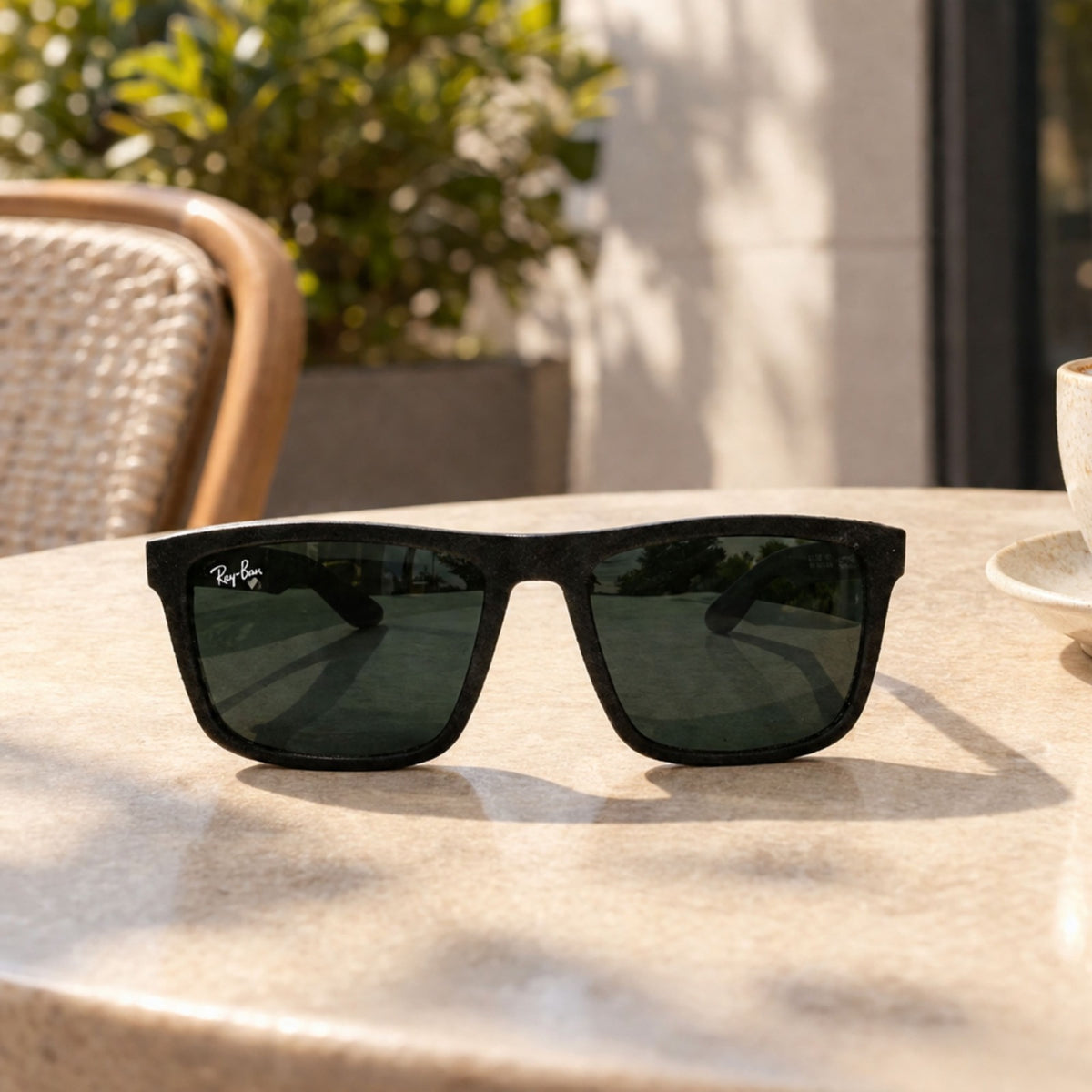 Rayban Black Wayfarer Design Matt Finish + Frame For Nazar (Black Glass Lens)