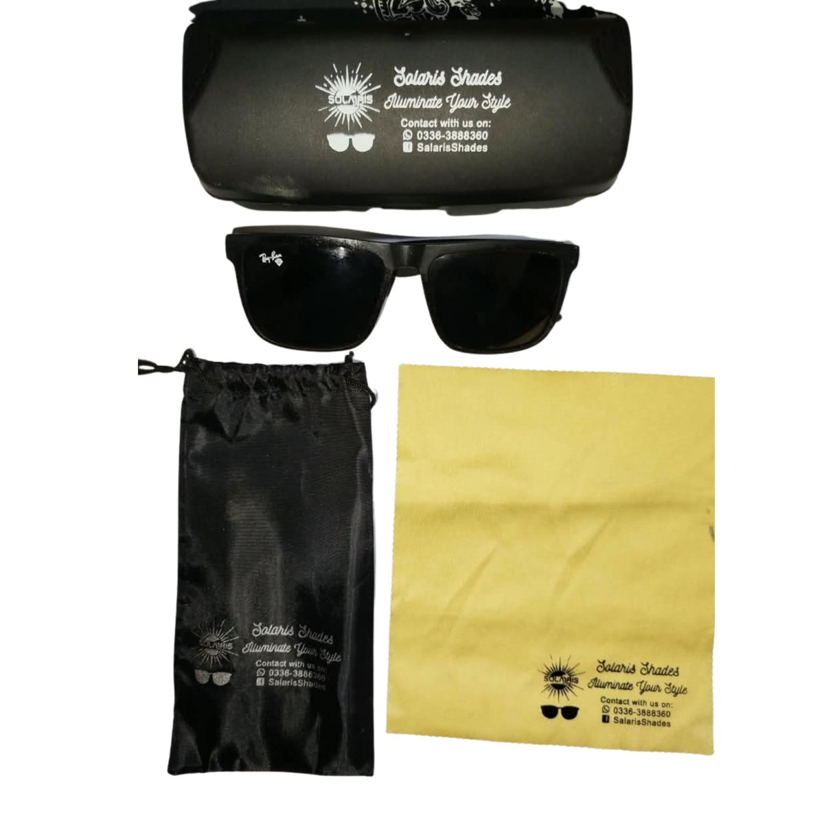 Rayban Black Wayfarer Design Matt Finish + Frame For Nazar (Black Glass Lens)